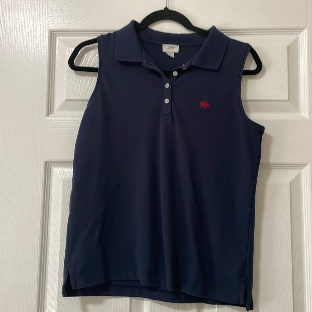 J Crew Factory Navy Sleeveless Polo